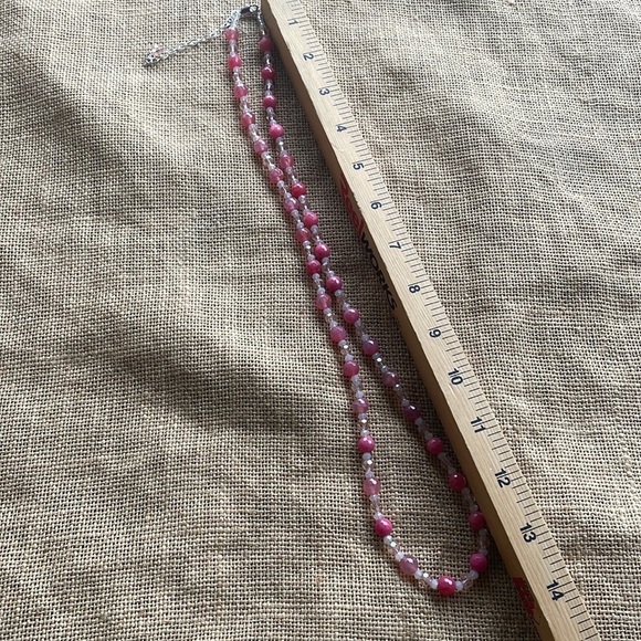 Pink quartz & Crystal spacers adjustable necklace New Handmade luxury New - Picture 8 of 11